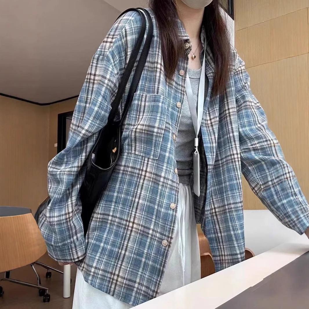 Plaid Women s Shirt Long-sleeved Jacket Spring Autumn New Blouses Temperament French Top Cardigan S синій
Plaid Women s Shirt Long-sleeved Jacket Spring Autumn New Blouses Temperament French Top Cardigan S синій