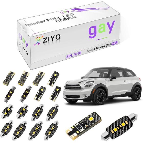 ZIYO ZPL7561 - (15 Bulbs) LED Interior Light Kit Replacement for Mini Cooper Mini One R56 2006-2016 Mini Cooper S, 6000K Xenon White Dome Light Bulbs ZPL7610
ZIYO ZPL7561 - (15 Bulbs) LED Interior Light Kit Replacement for Mini Cooper Mini One R56 2006-2016 Mini Cooper S, 6000K Xenon White Dome Light Bulbs ZPL7610