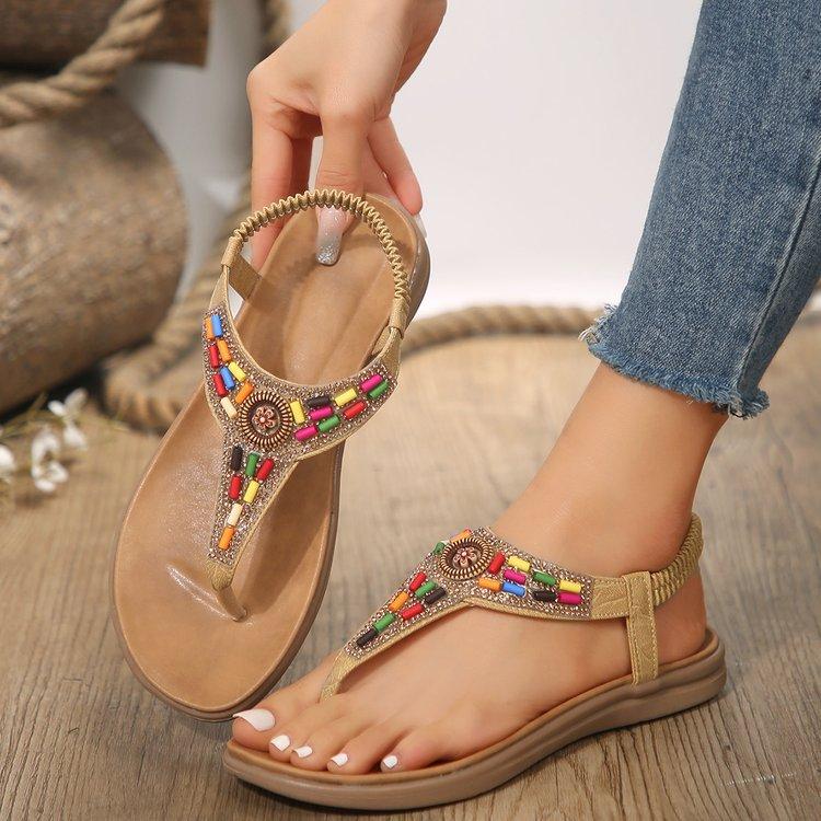 Women s Sandals New Retro Casual Roman Flat Non-slip Fashion Beaded Ethnic Style Large Size Flip-flops Beach Shoes 41 жовтий
Women s Sandals New Retro Casual Roman Flat Non-slip Fashion Beaded Ethnic Style Large Size Flip-flops Beach Shoes 41 жовтий
