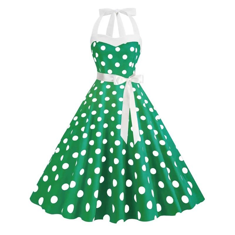 Women Summer Party Dress Belt Polka Dot Print Halter Hepburn Robe Vintage Dresses XS
Women Summer Party Dress Belt Polka Dot Print Halter Hepburn Robe Vintage Dresses XS
