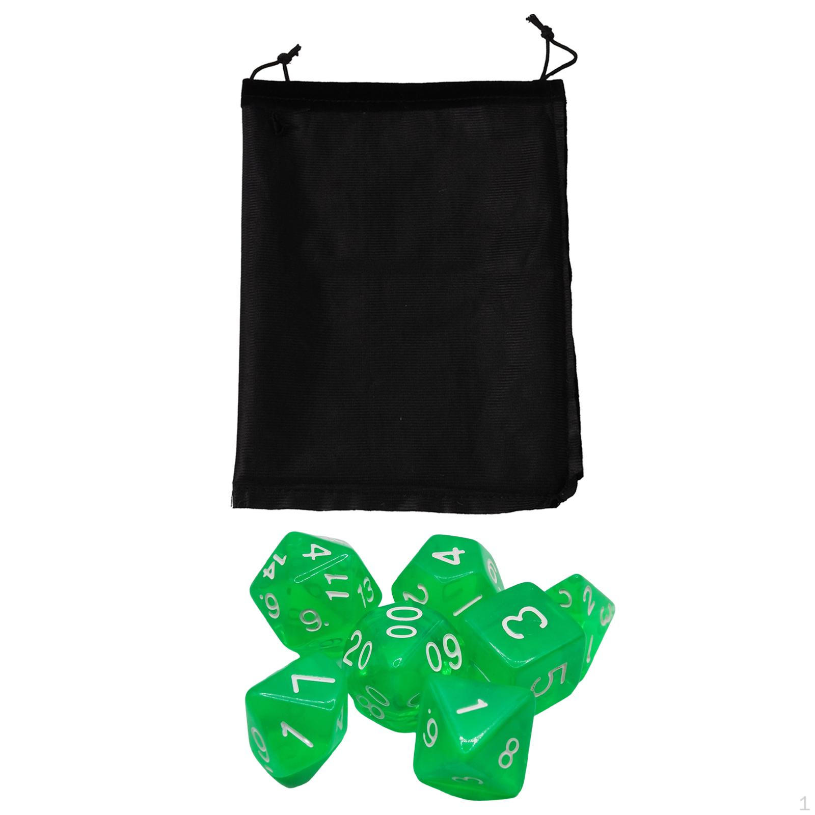 7 Pieces Acrylic Polyhedral Dices Set D8 D4 D10 D12 D20 with Storage Bag Engraved Game for зелений
7 Pieces Acrylic Polyhedral Dices Set D8 D4 D10 D12 D20 with Storage Bag Engraved Game for зелений