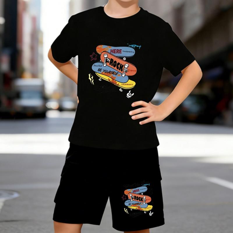 Boys 2 Piece Skateboard themed printed outfit, Short Sleeve T-Shirt and Shorts Set for Kids Age 5-14,Black ,White Sporty Casual Summer Clothes 5-6 Years чёрный
Boys 2 Piece Skateboard themed printed outfit, Short Sleeve T-Shirt and Shorts Set for Kids Age 5-14,Black ,White Sporty Casual Summer Clothes 5-6 Years чёрный