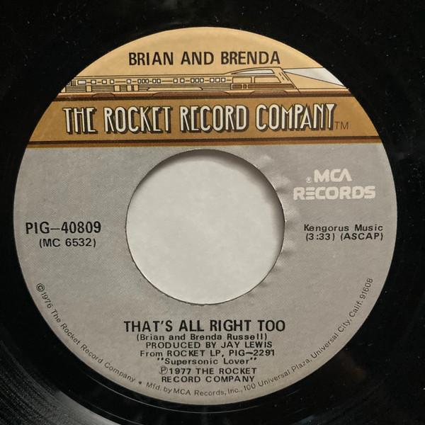 7inch Record BRIAN & BRENDA RUSSELL - That s Alright Too / Who Loves You PIG40809 The Rocket Reco 1977 US Pop Used
7inch Record BRIAN & BRENDA RUSSELL - That s Alright Too / Who Loves You PIG40809 The Rocket Reco 1977 US Pop Used