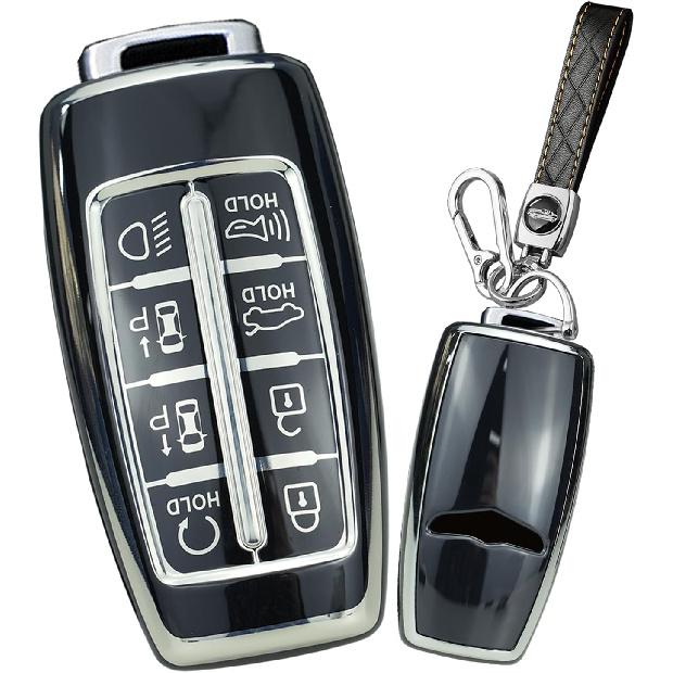 SANRILY Sliver-Edge 8 Button Smart Key Fob Cover for Genesis GV80 2021 2022 G80 GV70 G90 Keyless Soft TPU Key Case with Bling Keychain White Black-B
SANRILY Sliver-Edge 8 Button Smart Key Fob Cover for Genesis GV80 2021 2022 G80 GV70 G90 Keyless Soft TPU Key Case with Bling Keychain White Black-B