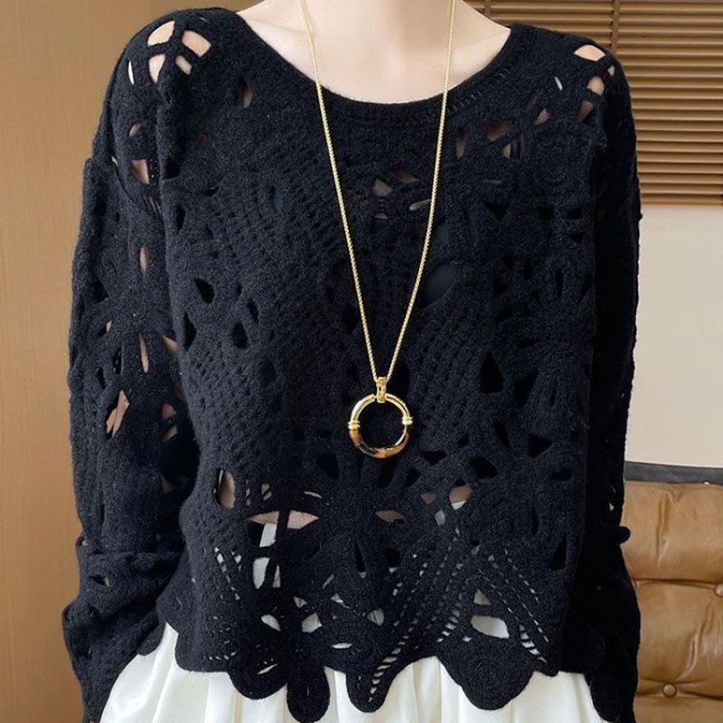 Early Autumn Heavy Industry Crocheted Hollow-Out Pullover Loose Top Long-Sleeved Sunscreen Knitted Blouse 45.00 Kg-70.00 kg чорний
Early Autumn Heavy Industry Crocheted Hollow-Out Pullover Loose Top Long-Sleeved Sunscreen Knitted Blouse 45.00 Kg-70.00 kg чорний