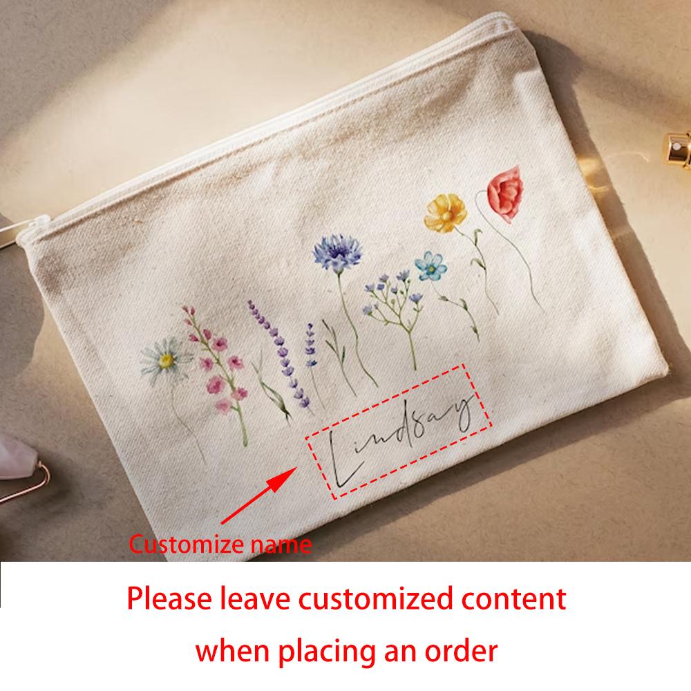 Personalised Wild Flower Canvas Makeup Bag Gift for Bridesmaids Mom Weddings Birthdays Everyday Use Pencil Case Back To School 1pcs 15x22x5cm
Personalised Wild Flower Canvas Makeup Bag Gift for Bridesmaids Mom Weddings Birthdays Everyday Use Pencil Case Back To School 1pcs 15x22x5cm