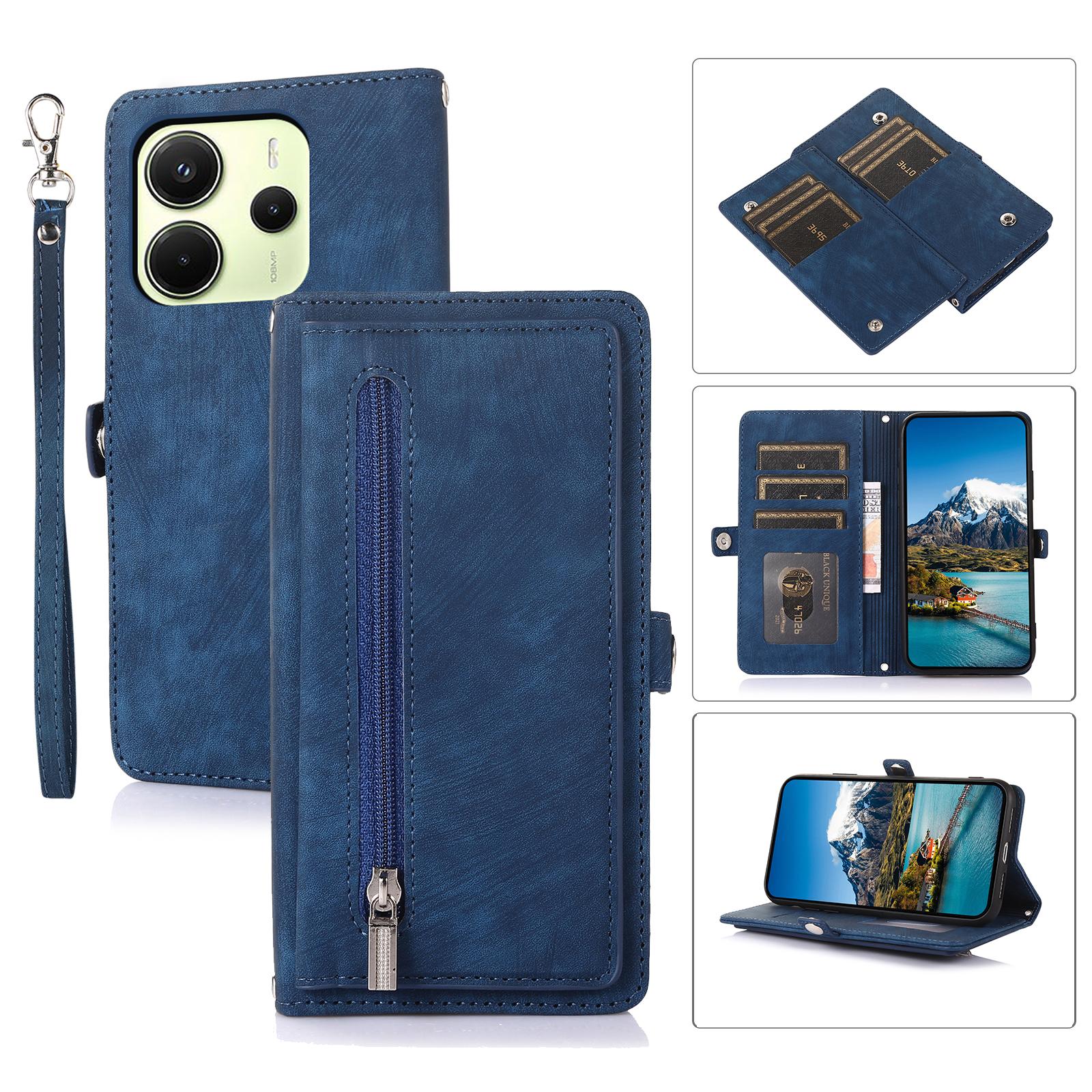 For Xiaomi Redmi Note 14 5G Case Zipper Pocket 9 Card Slots PU Leather Phone Cover with Wrist Strap Blue
For Xiaomi Redmi Note 14 5G Case Zipper Pocket 9 Card Slots PU Leather Phone Cover with Wrist Strap Blue