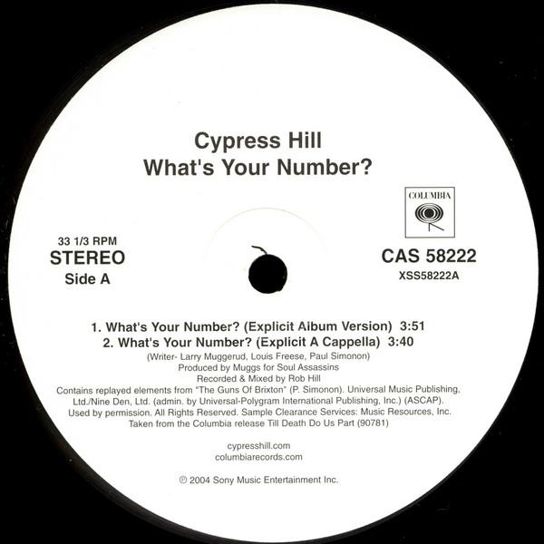 12inch Record CYPRESS HILL - What s Your Number CAS58222 Columbia 2004 US Rap & Hip-Hop/R&B Used
12inch Record CYPRESS HILL - What s Your Number CAS58222 Columbia 2004 US Rap & Hip-Hop/R&B Used