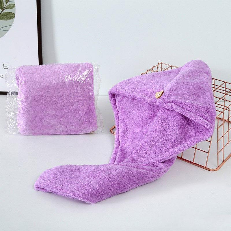 Шапочка для сушки волос, длинное полотенце для быстрой сушки волос, женская банная шапочка, прочное полотенце, шапочка для ванной комнаты, супервпитывающая шапочка-тюрбан для сушки волос фиолетовый