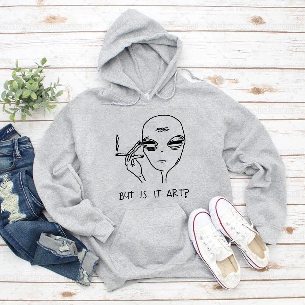 Funny Smoking Alien Hoodie Novelty Tired Alien But Is It Art Sweatershirt with Parody Saying Harajuku Style Pullover Hoodies
Funny Smoking Alien Hoodie Novelty Tired Alien But Is It Art Sweatershirt with Parody Saying Harajuku Style Pullover Hoodies