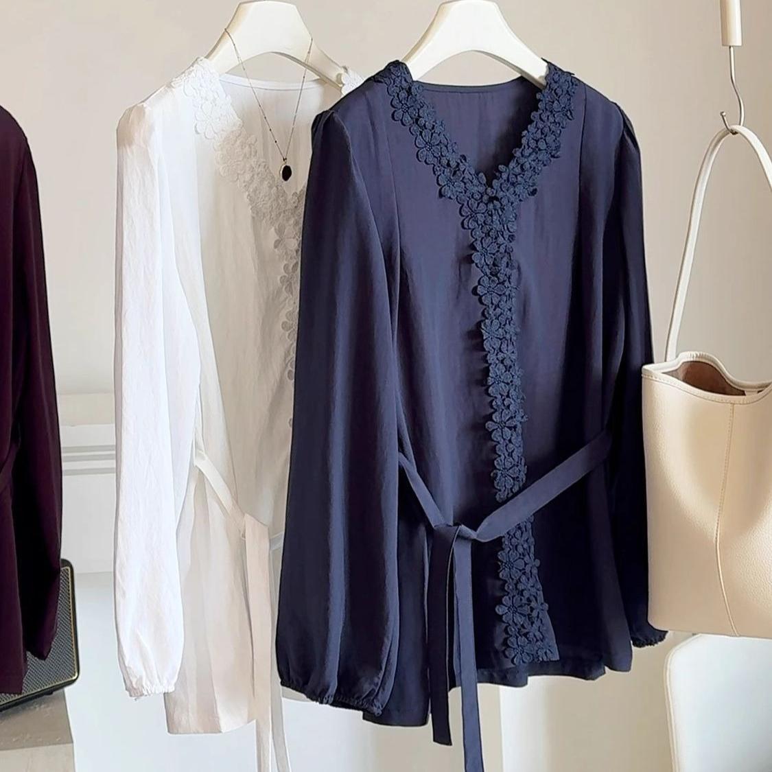 Women s V-neck Long-sleeve Blouse Spring Slim-fit Solid Color Appliqué Shirt Top one size темно-синього кольору
Women s V-neck Long-sleeve Blouse Spring Slim-fit Solid Color Appliqué Shirt Top one size темно-синього кольору