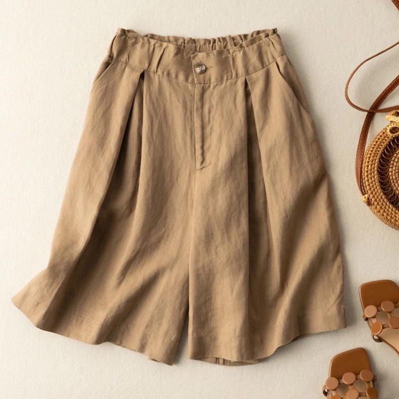 Summer Elastic Waist Cotton-Linen Capris with Wide Legs and Retro Solid Color L хакі
Summer Elastic Waist Cotton-Linen Capris with Wide Legs and Retro Solid Color L хакі