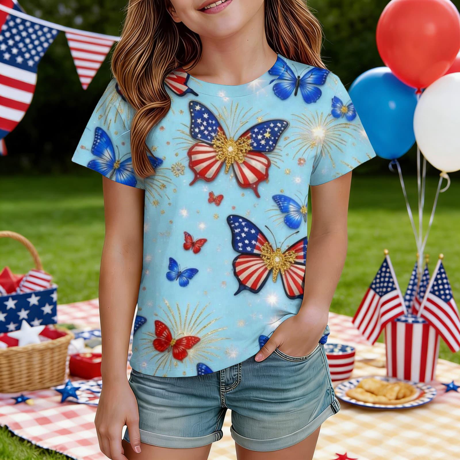 Short Sleeve Crew Neck T Shirt for Girls Soft Lightweight Fabric with USA Map and Print Comfortable Fit Top 140
Short Sleeve Crew Neck T Shirt for Girls Soft Lightweight Fabric with USA Map and Print Comfortable Fit Top 140