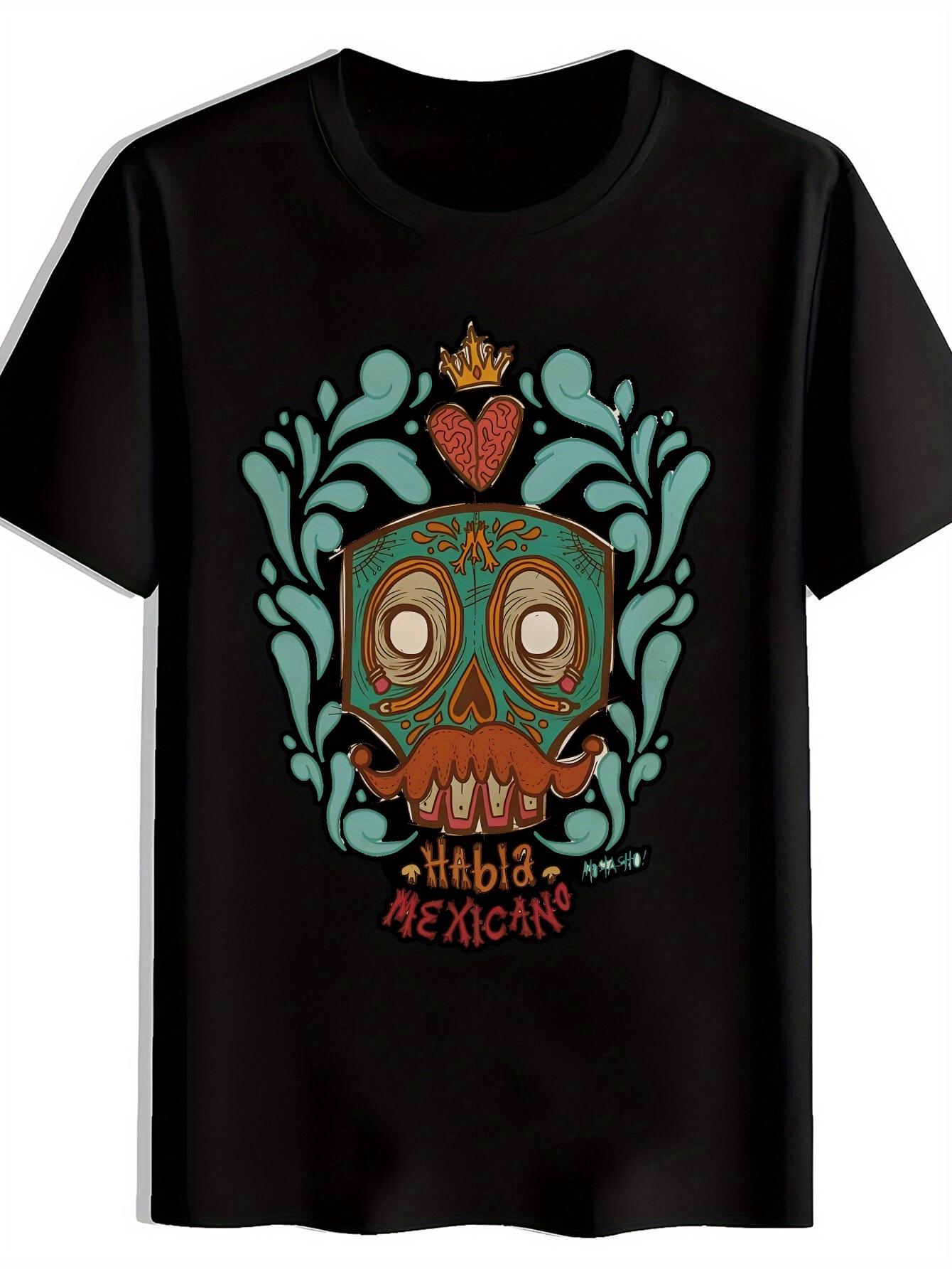 Mexican Graphic T-shirt - Day of the Dead Skull with Teal & Red Accents - Lightweight Breathable Polyester Shirt for Halloween L
Mexican Graphic T-shirt - Day of the Dead Skull with Teal & Red Accents - Lightweight Breathable Polyester Shirt for Halloween L