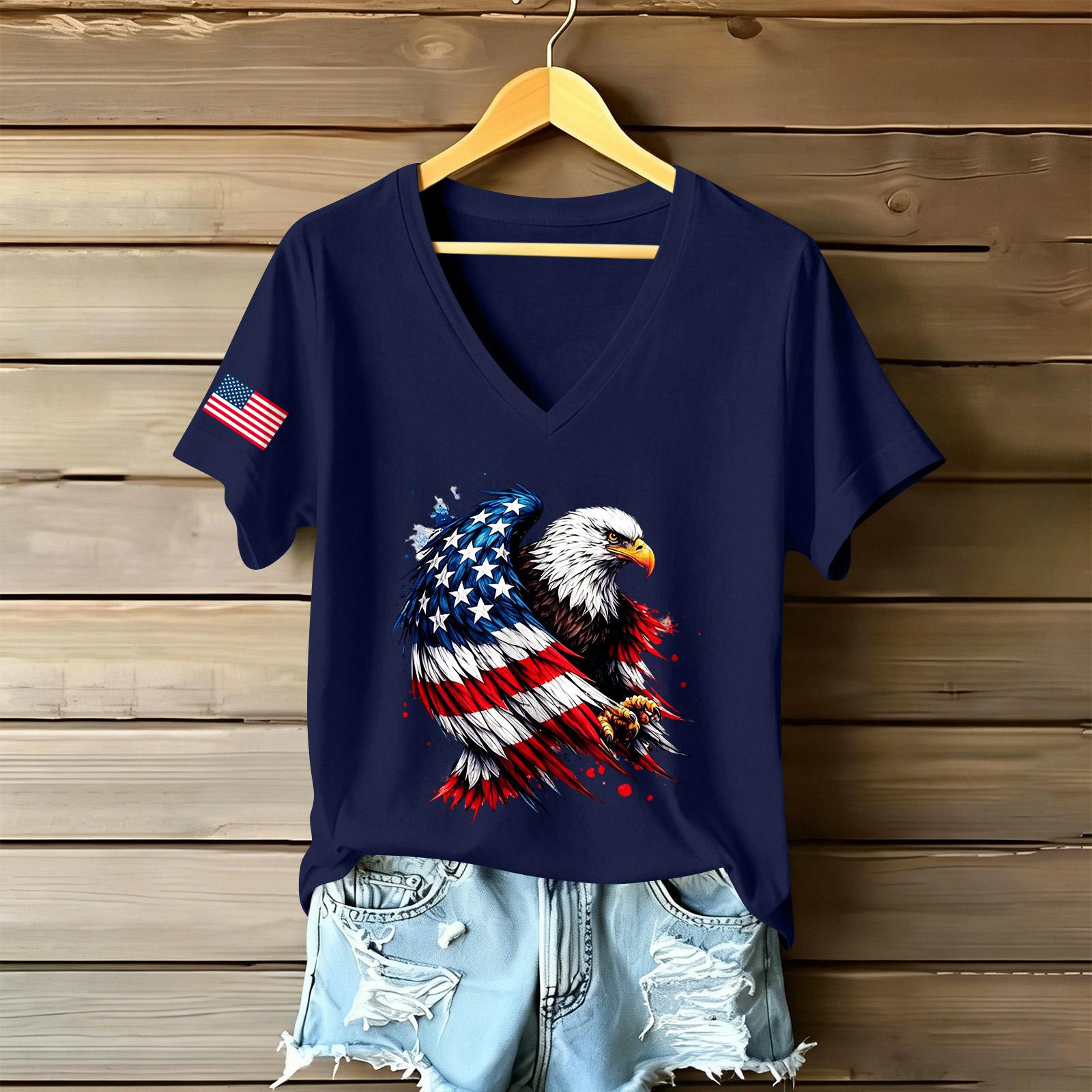 Women s V Neck Casual Short Sleeve T Shirt with American Flag Eagle Print Graphic Design Lightweight Top for Daily Wear S синій
Women s V Neck Casual Short Sleeve T Shirt with American Flag Eagle Print Graphic Design Lightweight Top for Daily Wear S синій