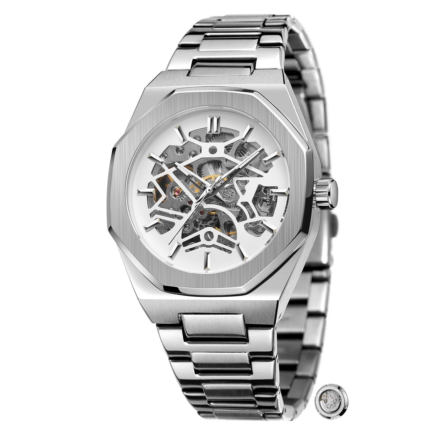 Мужские часы Forsining из черного золота со скелетоном, роскошные деловые автоматические механические часы с ремешком из нержавеющей стали, светящийся белый/серебряный
Мужские часы Forsining из черного золота со скелетоном, роскошные деловые автоматические механические часы с ремешком из нержавеющей стали, светящийся белый/серебряный