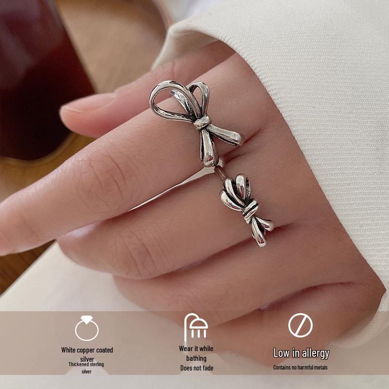 Bow 925 Silver Adjustable Ring: Tarnish-Free, Retro, Niche Design for Women Adjustable Open
Bow 925 Silver Adjustable Ring: Tarnish-Free, Retro, Niche Design for Women Adjustable Open