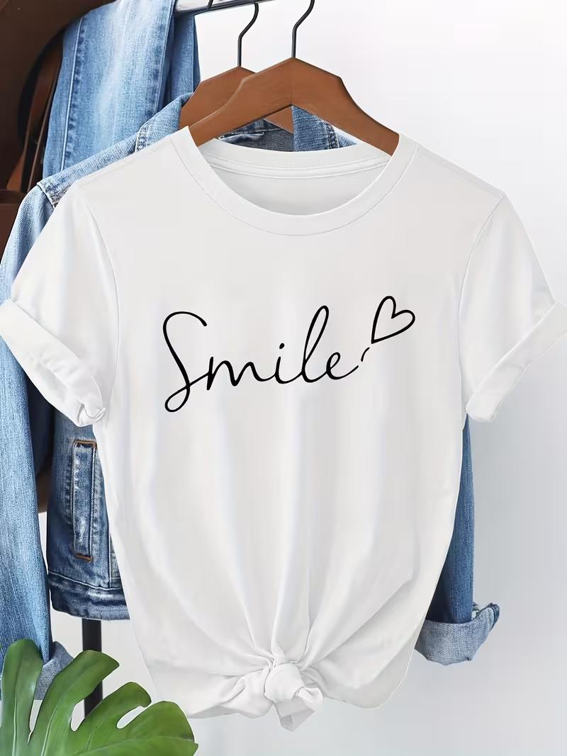 WomenS Short Sleeve TShirt with Smile Letter Print Comfortable Breathable Fabric Perfect for Casual Attire Daily Wear 4XL
WomenS Short Sleeve TShirt with Smile Letter Print Comfortable Breathable Fabric Perfect for Casual Attire Daily Wear 4XL
