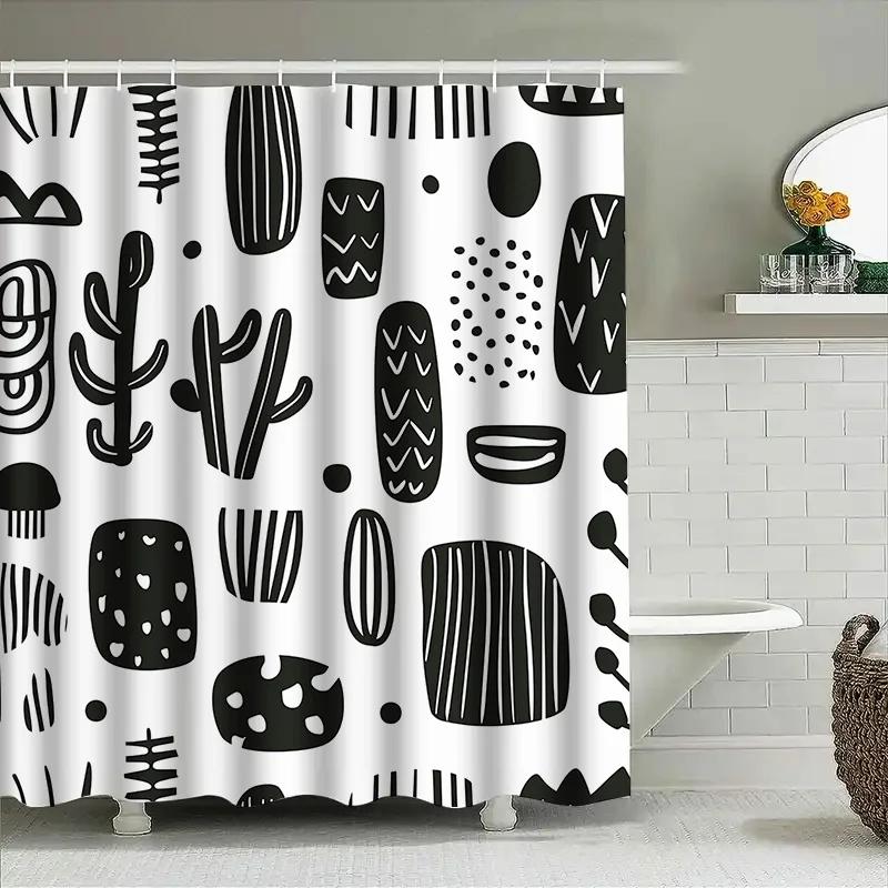 Modern Black White Geometric Bathroom Shower Curtain Decorative Home Accessories for Bathrooms W90xH180cm
Modern Black White Geometric Bathroom Shower Curtain Decorative Home Accessories for Bathrooms W90xH180cm
