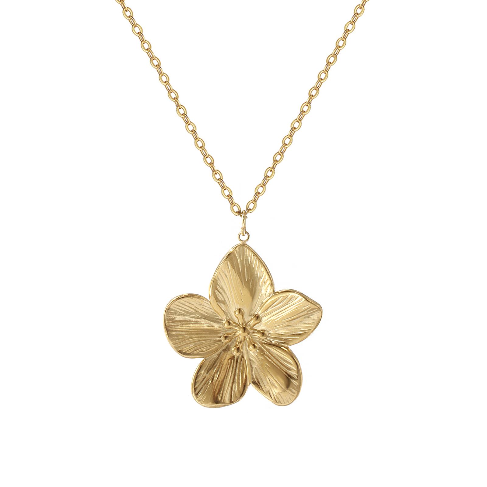 1pc 18K Gold Plated Flower Pendant Necklace 304 Stainless Steel Link Cable Chain Charm Necklace For Women Gift 45cm+ 5cm long
1pc 18K Gold Plated Flower Pendant Necklace 304 Stainless Steel Link Cable Chain Charm Necklace For Women Gift 45cm+ 5cm long