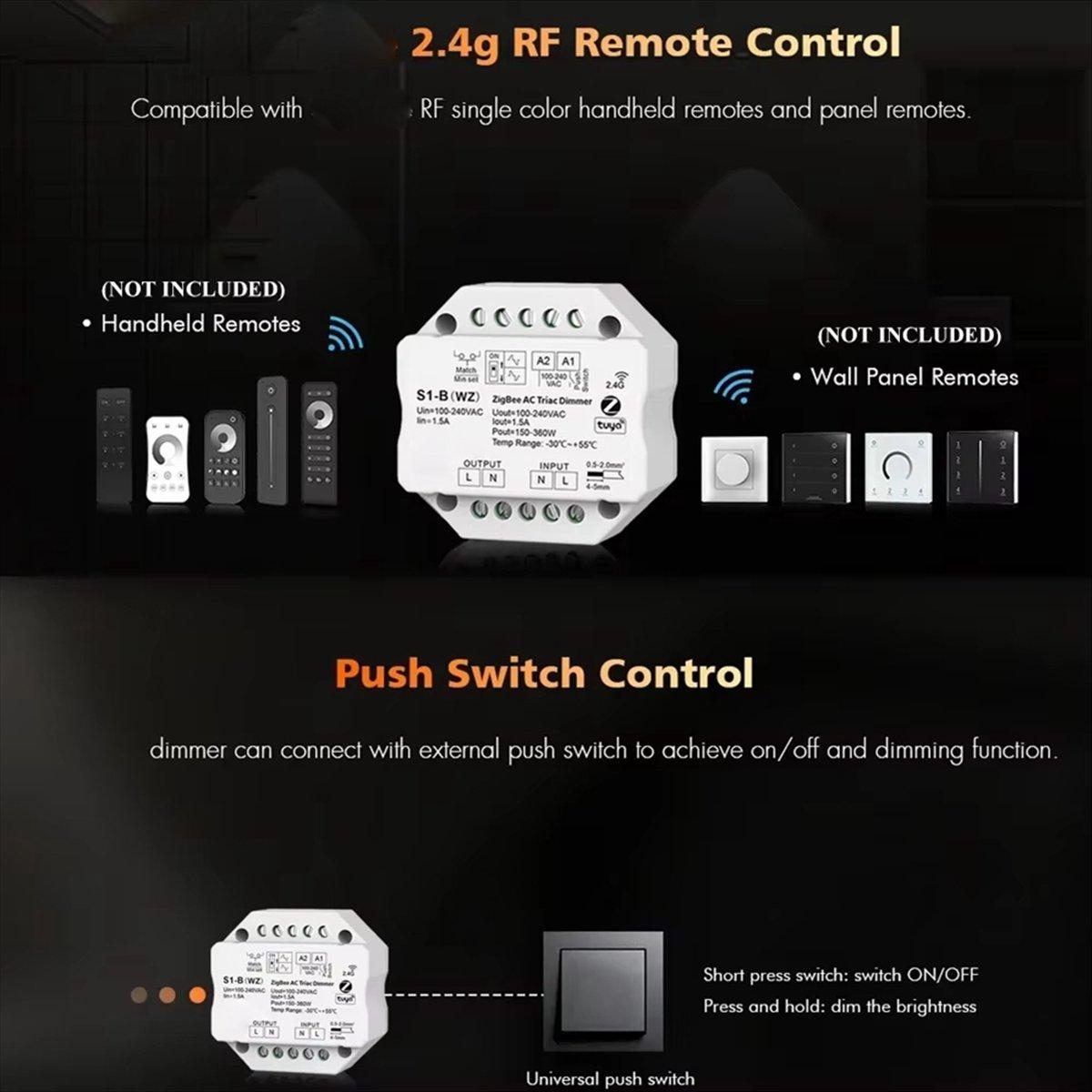 S1-B Tuya Zigbee AC Triac Dimmer LED Controller Push Switch Control 110V 220V 230V Smart Life APP for Assistant China Mainland
S1-B Tuya Zigbee AC Triac Dimmer LED Controller Push Switch Control 110V 220V 230V Smart Life APP for Assistant China Mainland