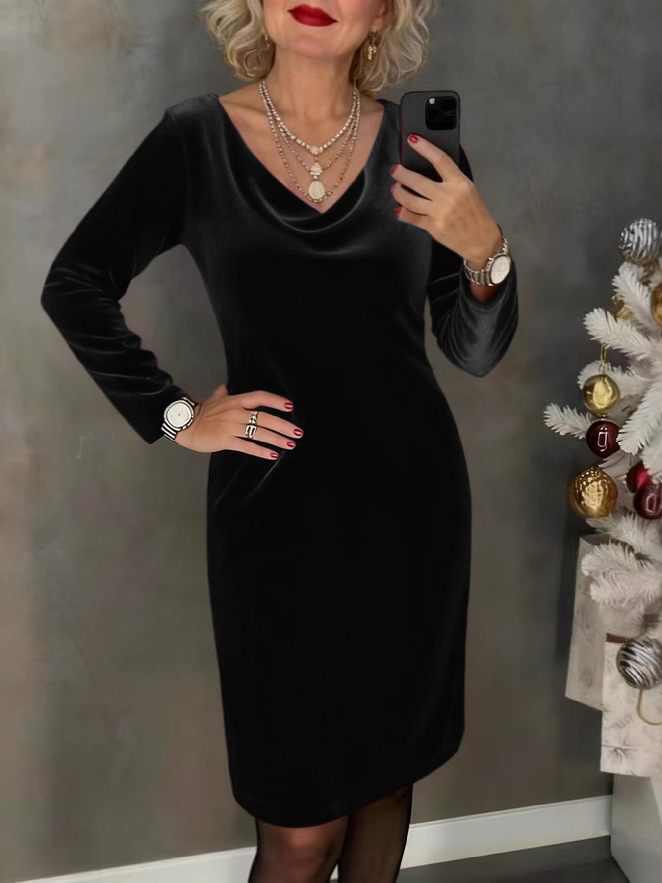Women s Cowl Neck Velvet Long Sleeve Elegant Bodycon Midi Dress Party Cocktail Dress S чёрный
Women s Cowl Neck Velvet Long Sleeve Elegant Bodycon Midi Dress Party Cocktail Dress S чёрный