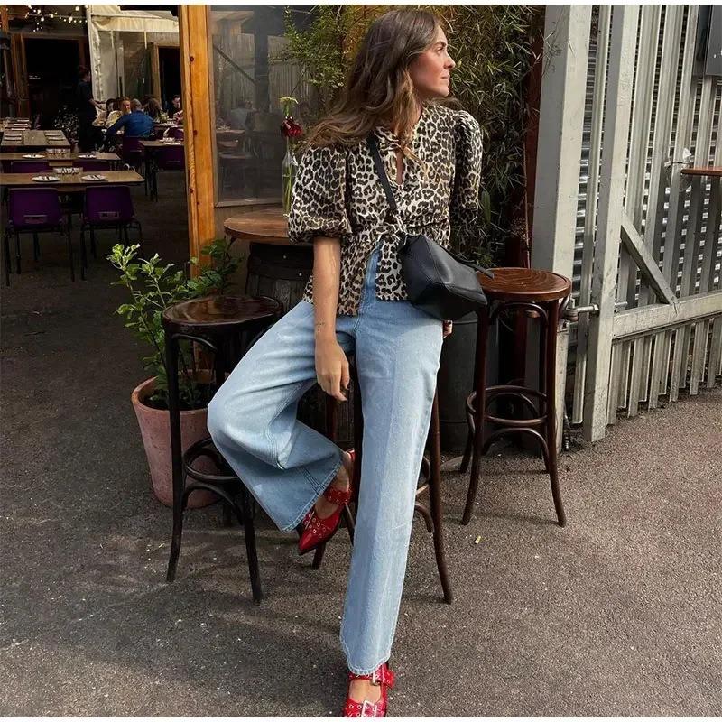 Summer women s shirt sexy hot girl puffy sleeve leopard print lace blouse L-2420# L
Summer women s shirt sexy hot girl puffy sleeve leopard print lace blouse L-2420# L