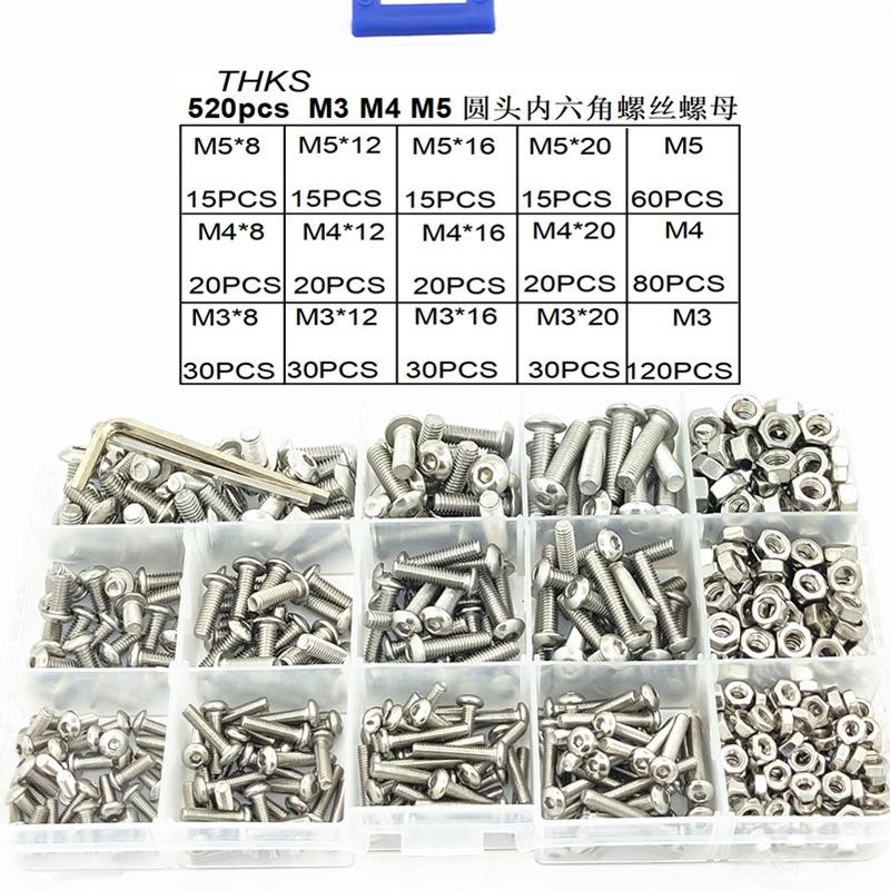 Stainless Steel Hex Socket Head Nuts and Bolts Set - M3, M4, M5, Head Hex Socket Heads
Stainless Steel Hex Socket Head Nuts and Bolts Set - M3, M4, M5, Head Hex Socket Heads