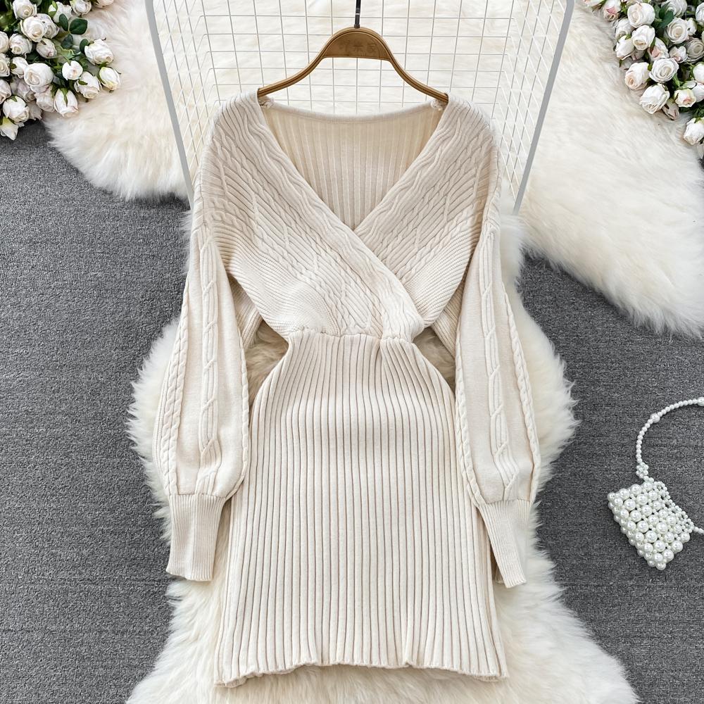 Осенне-зимнее элегантное вязаное платье-свитер с v-образным вырезом и длинным рукавом, пикантное мини-женское трикотажное платье-карандаш one size бежевый
Осенне-зимнее элегантное вязаное платье-свитер с v-образным вырезом и длинным рукавом, пикантное мини-женское трикотажное платье-карандаш one size бежевый