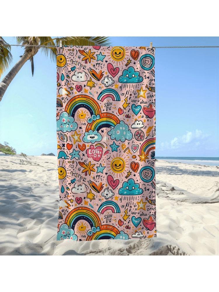 1pc Rainbow Cloud Pattern Beach Towel - Soft, Quick-Drying, and Absorbent - Perfect for Swimming, Camping, and Everyday Use W30*H60(CM)
1pc Rainbow Cloud Pattern Beach Towel - Soft, Quick-Drying, and Absorbent - Perfect for Swimming, Camping, and Everyday Use W30*H60(CM)