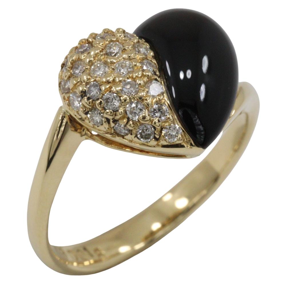 heart Ring K18 yellow gold/onyx/diamond #3.9(US Size) 3.2g Women Used
heart Ring K18 yellow gold/onyx/diamond #3.9(US Size) 3.2g Women Used