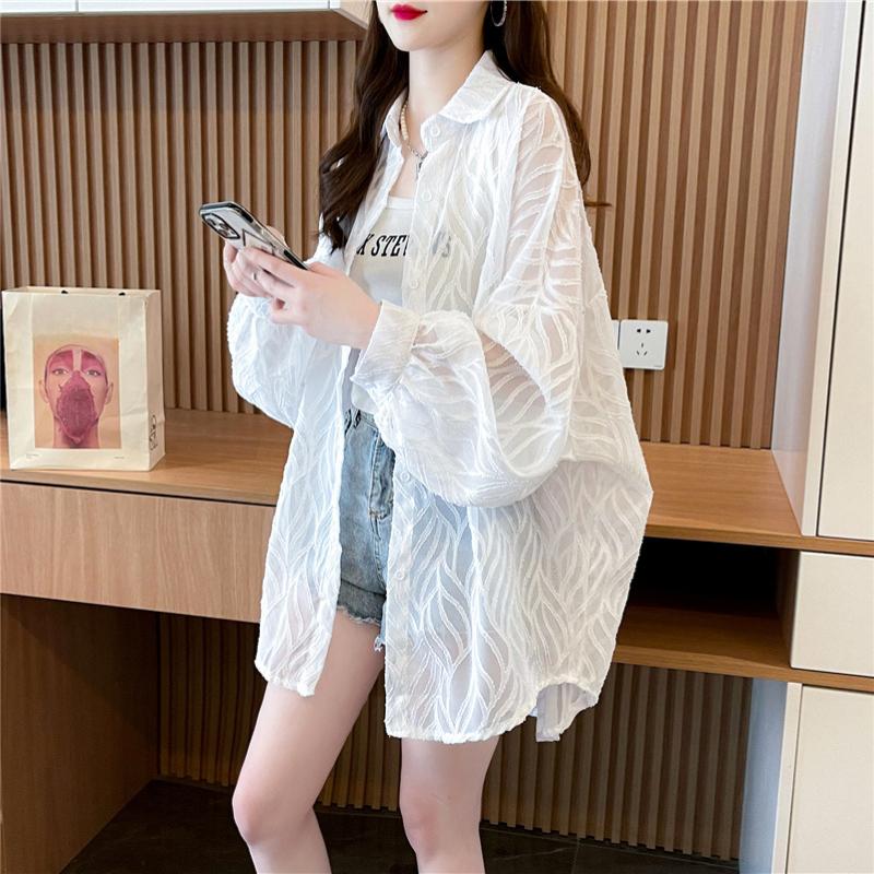 Summer Sun Protection Clothing WoMan s Fashion Thin Loose Chic Long-sleeved Cardigan Lapel Jacket WoMan S білий
Summer Sun Protection Clothing WoMan s Fashion Thin Loose Chic Long-sleeved Cardigan Lapel Jacket WoMan S білий
