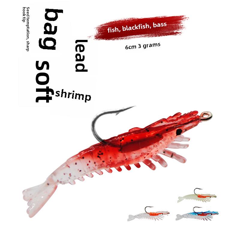 Lead-Head Soft Shrimp Lure 3g/6cm: Ideal for Freshwater/Saltwater Fishing for Asp, Bass, and Mandarin Fish.
Lead-Head Soft Shrimp Lure 3g/6cm: Ideal for Freshwater/Saltwater Fishing for Asp, Bass, and Mandarin Fish.