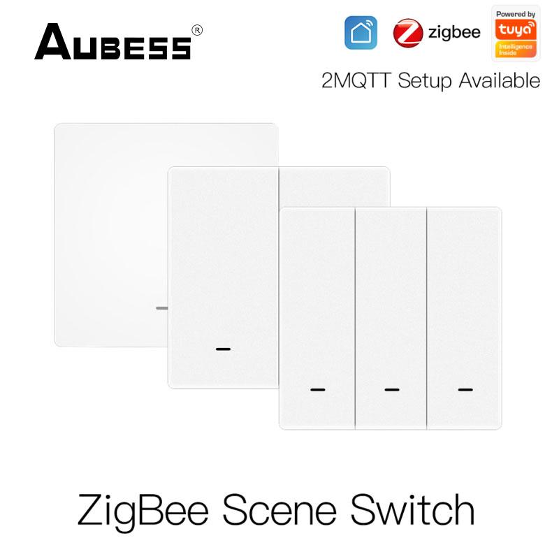 Tuya ZigBee 1-3 Gang Беспроводной переключатель сцены Кнопочный контроллер Искусство с батарейным питанием Домашняя автоматизация Сценарное искусство