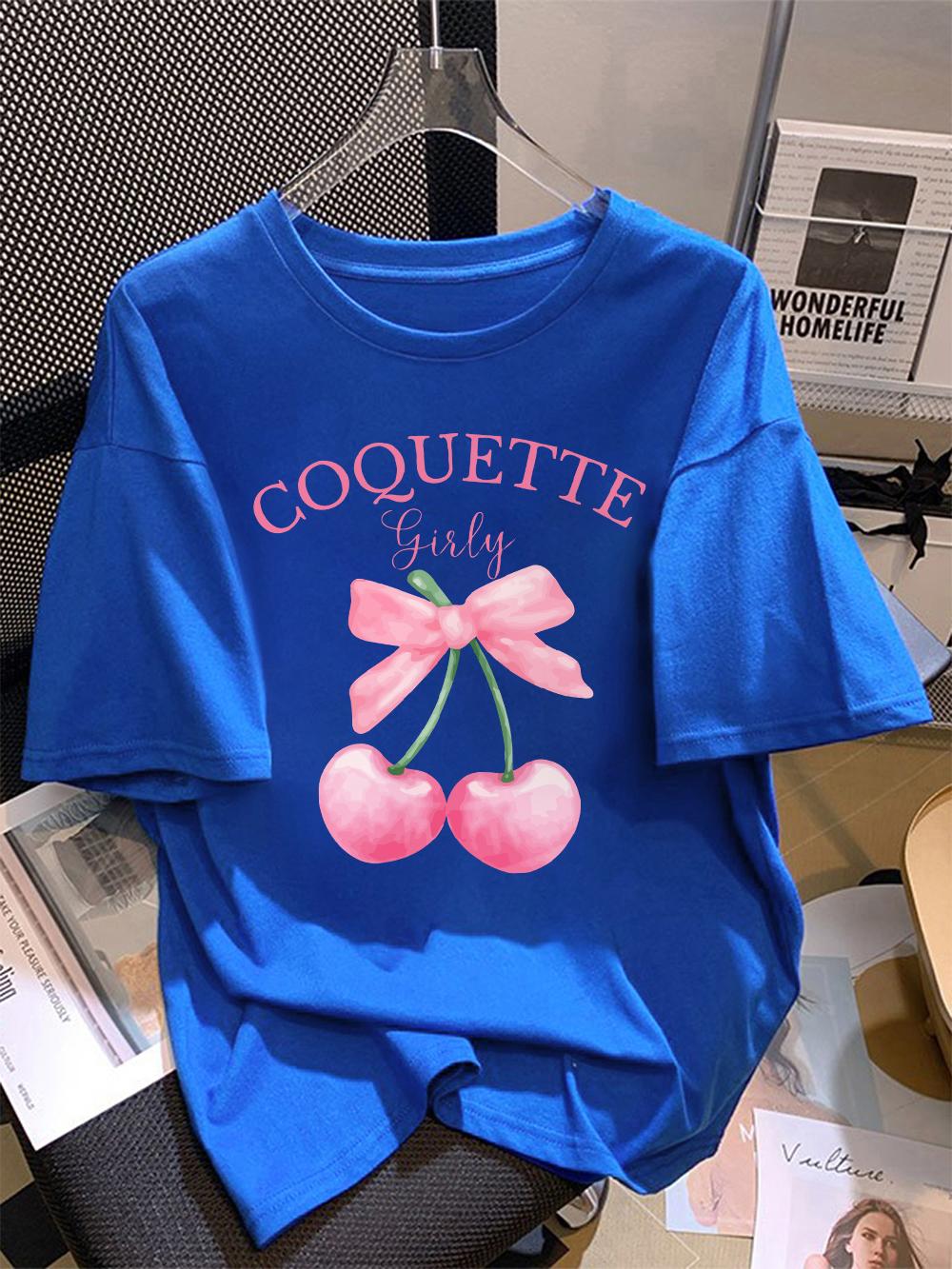 Summer Cotton TShirts Women Pink Bow Cherry Printing Short Sleeve Tees ONeck Comfortable Loose Tops AllMatch Woman Clothes S
Summer Cotton TShirts Women Pink Bow Cherry Printing Short Sleeve Tees ONeck Comfortable Loose Tops AllMatch Woman Clothes S