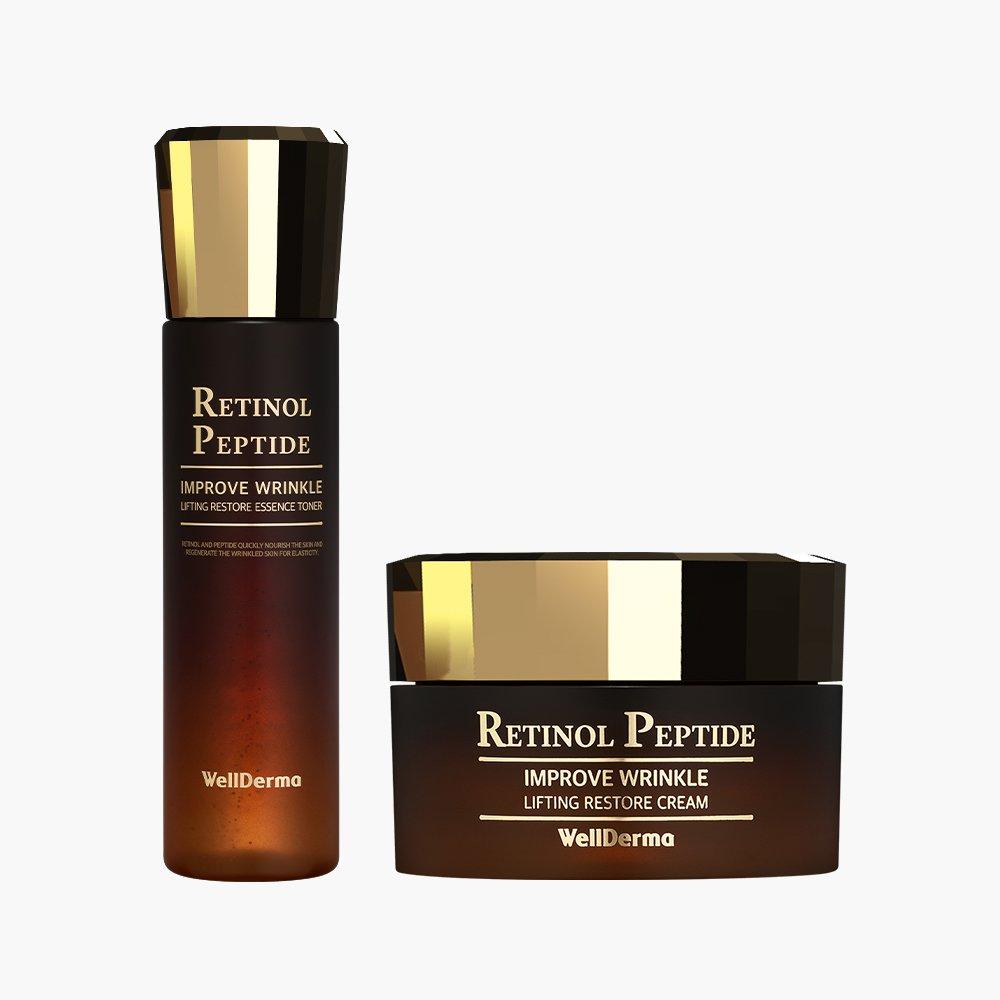 WellDerma Retinol Peptide Lifting Elasticity Базовый набор из 2-х средств по уходу за кожей (Тонер 150мл + Крем 50г)
WellDerma Retinol Peptide Lifting Elasticity Базовый набор из 2-х средств по уходу за кожей (Тонер 150мл + Крем 50г)
