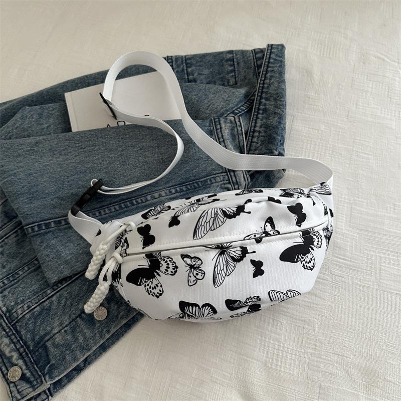 2024 летняя новая модная женская сумка большой емкости нагрудная сумка женская корейская версия модная сумка-мессенджер для девочек поясная сумка для женщин чёрный