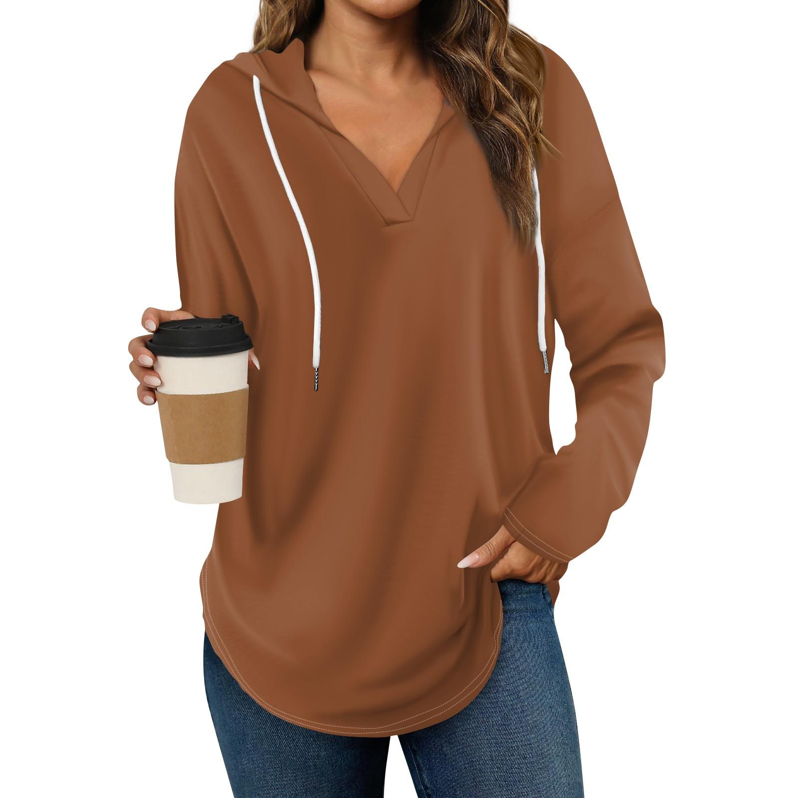 Women s Fashion Hoodies V Neck Long Sleeve Drawstring Casual Loose Pullover Tops M кофейный
Women s Fashion Hoodies V Neck Long Sleeve Drawstring Casual Loose Pullover Tops M кофейный