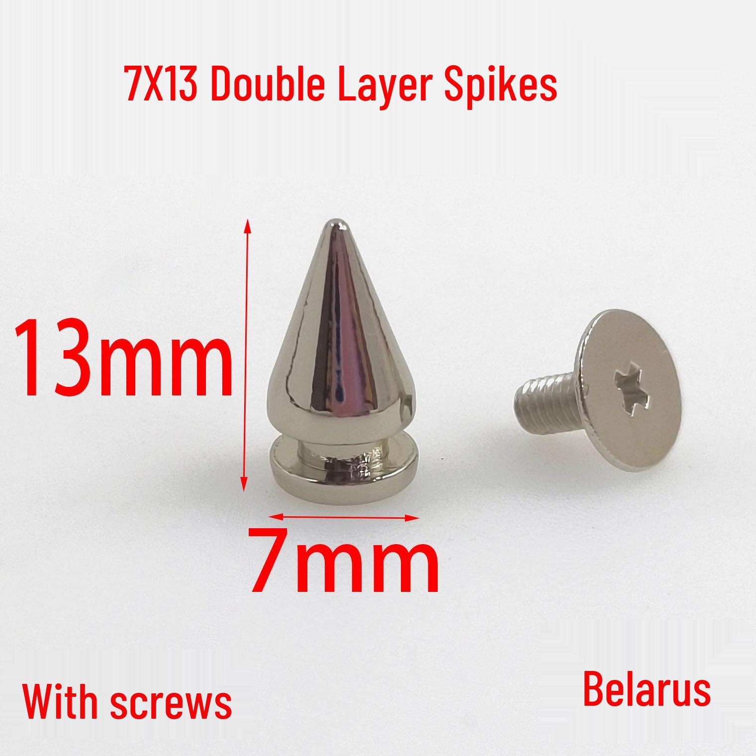 Double-Layer 7X13 Spike Box Bag Hardware: Plating Rivet, Zinc Alloy, Anti-Theft DIY Spikes.
Double-Layer 7X13 Spike Box Bag Hardware: Plating Rivet, Zinc Alloy, Anti-Theft DIY Spikes.