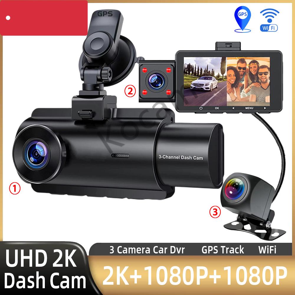 3 Channel Dash Cam Front Inside Rear Three Way Car Dash Camera, 2K+1080P Dual Channel With GPS WiFi IR Night Vision Camcorder
3 Channel Dash Cam Front Inside Rear Three Way Car Dash Camera, 2K+1080P Dual Channel With GPS WiFi IR Night Vision Camcorder