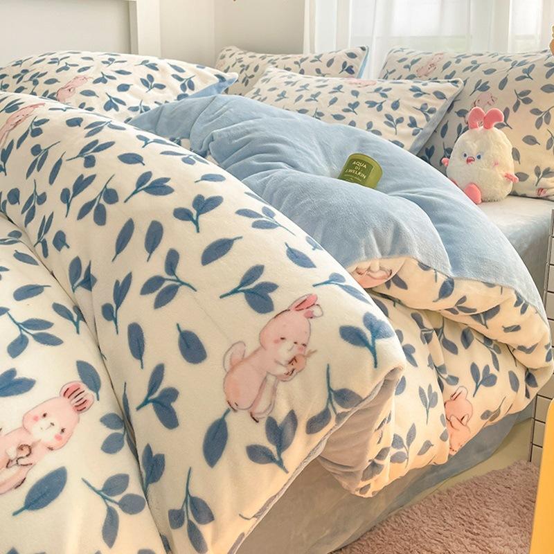 Winter Thickened Milk Fleece Bed Four-Piece Set Double-Sided Coral Fleece Quilt Cover Flannel Fleece Bed Sheet Three-Piece Set 0.9m dormitory 3pc 150 × 200 quilt
Winter Thickened Milk Fleece Bed Four-Piece Set Double-Sided Coral Fleece Quilt Cover Flannel Fleece Bed Sheet Three-Piece Set 0.9m dormitory 3pc 150 × 200 quilt