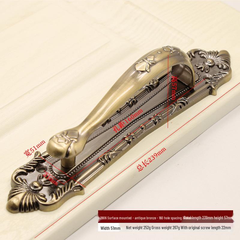 Античная бронза, накладная большая дверная ручка (Не требуется пробивка отверстий)
Античная бронза, накладная большая дверная ручка (Не требуется пробивка отверстий)