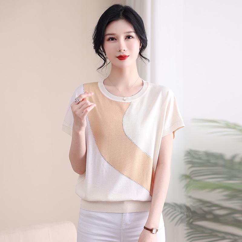 Chiffon Round Neck Short Sleeve Summer T-Shirt for Middle-Aged & Elderly Women - Loose Fit Knitted Top 120
Chiffon Round Neck Short Sleeve Summer T-Shirt for Middle-Aged & Elderly Women - Loose Fit Knitted Top 120