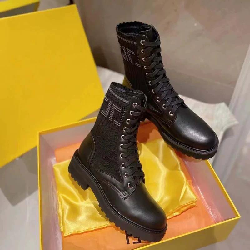 Spot leather version autumn and winter boots women s FF letter round head thick heel Martin boots casual elastic socks medium and short boots women 45
Spot leather version autumn and winter boots women s FF letter round head thick heel Martin boots casual elastic socks medium and short boots women 45
