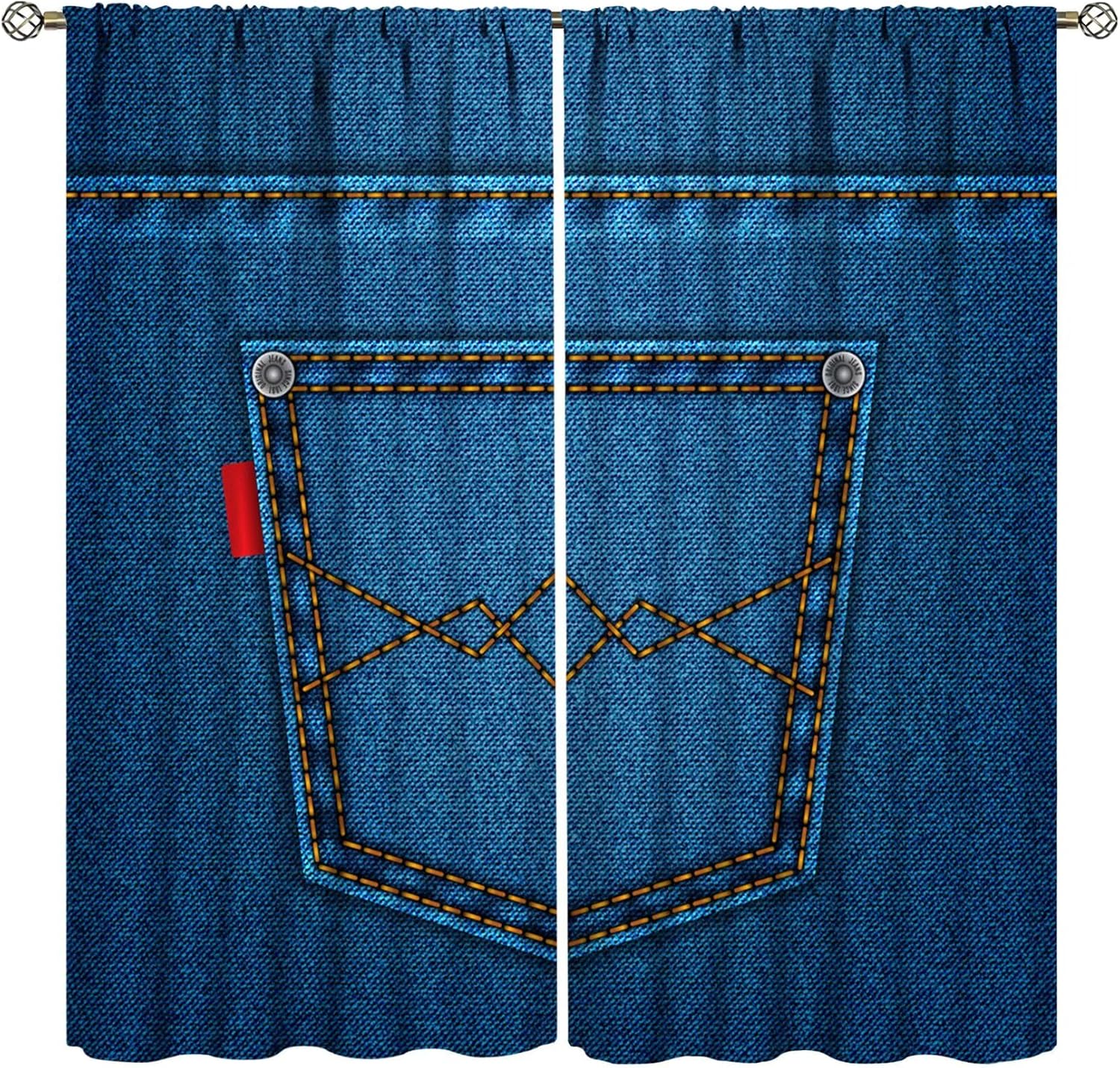 Modern Jeans Curtains Denim Retro Western Cowboy Style Design Art Print Curtain Bedroom Living Room Home With Rod Pocket Polyester Perfect For Area W170*H200(CM)-Rod Pocket&2PCS
Modern Jeans Curtains Denim Retro Western Cowboy Style Design Art Print Curtain Bedroom Living Room Home With Rod Pocket Polyester Perfect For Area W170*H200(CM)-Rod Pocket&2PCS