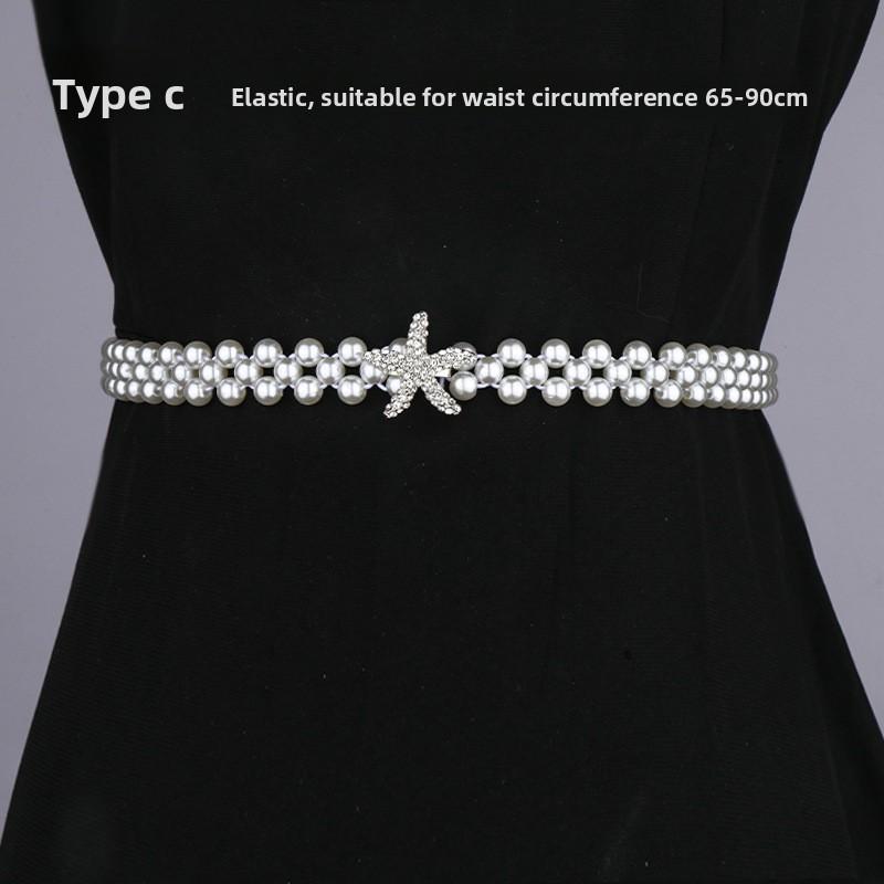 Mei Women s pearl elastic waist chain rhinestone pearl decorated women s belt waistband
Mei Women s pearl elastic waist chain rhinestone pearl decorated women s belt waistband