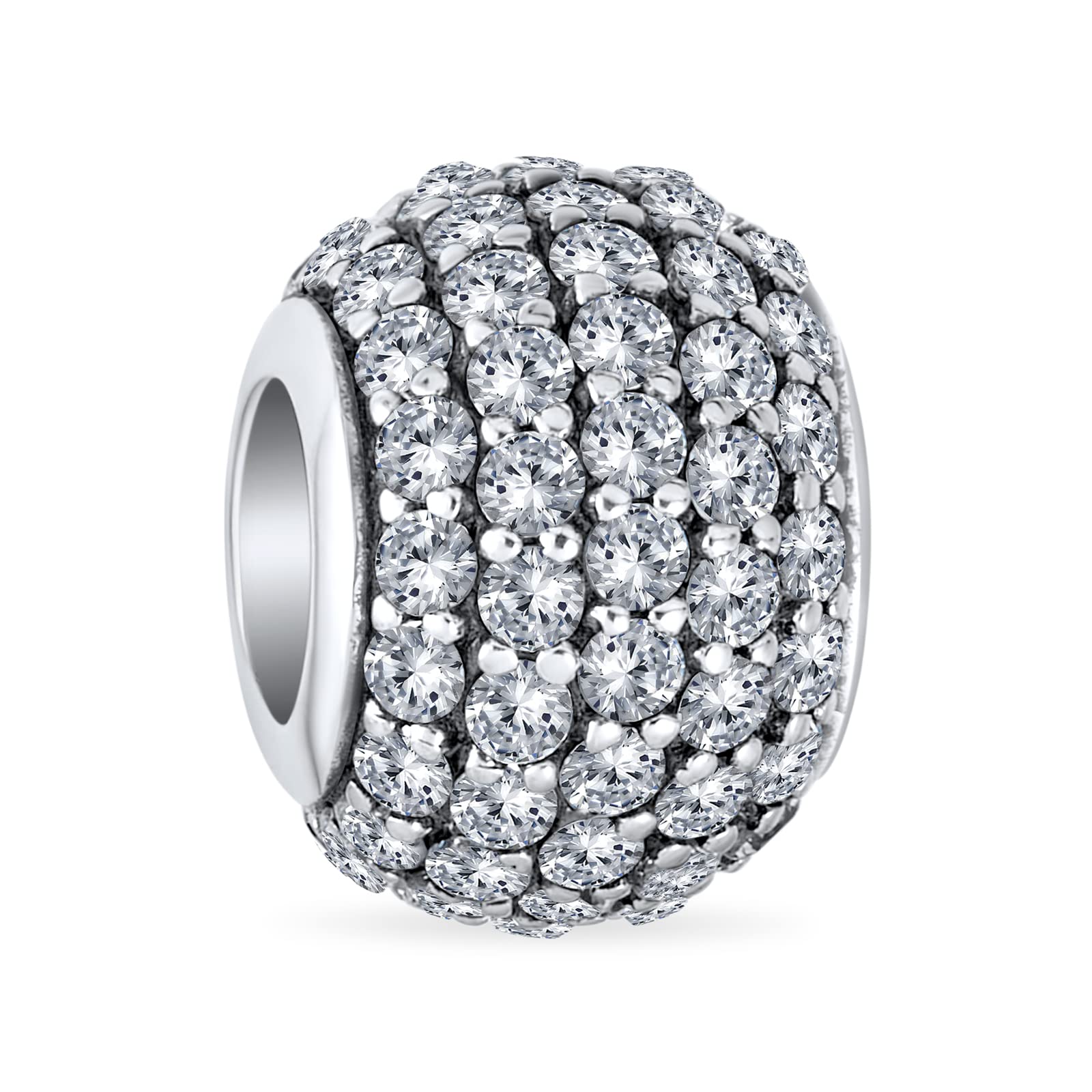 Sparkling Dome Clear White Crystal Spacer Stopper Barrel Beads Charms for Women Teens Sterling Silver Fits European Bracelets .925 
Sparkling Dome Clear White Crystal Spacer Stopper Barrel Beads Charms for Women Teens Sterling Silver Fits European Bracelets .925