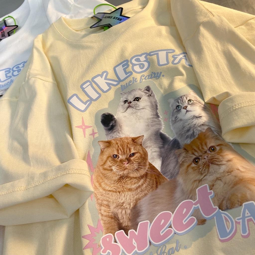 Summer Cute Sweet Cat Printed Japanese Style Short Sleeve Women s and Men s Cotton T-shirt Casual Tees Fashion Oversized Tops L
Summer Cute Sweet Cat Printed Japanese Style Short Sleeve Women s and Men s Cotton T-shirt Casual Tees Fashion Oversized Tops L