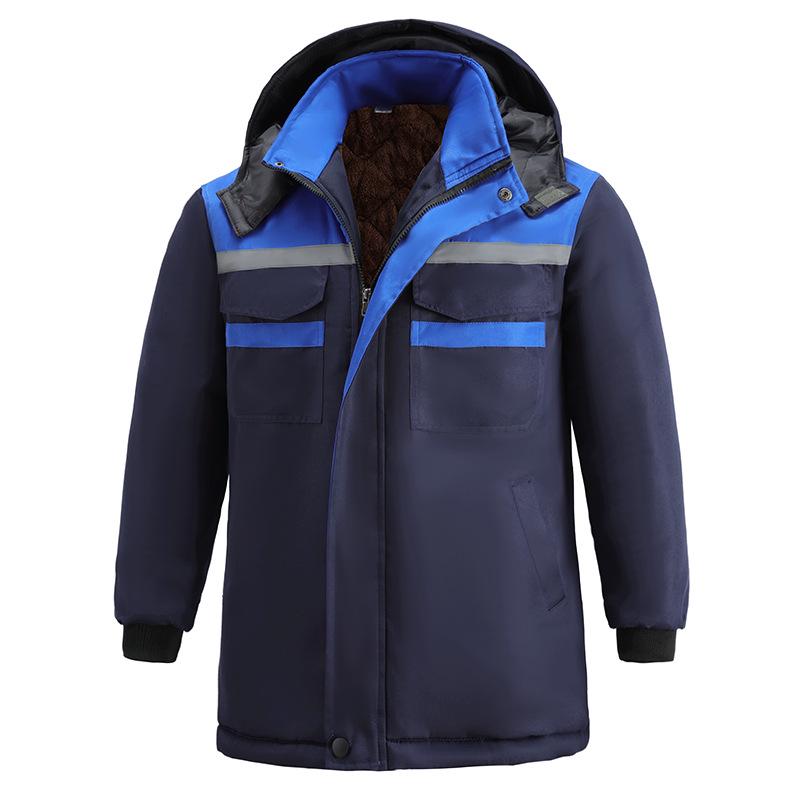 Men s Windproof Dark Blue Winter Work Jacket with Reflective Strips - Thickened, Plus Velvet, Cold Protection, and Cotton-lined for Warehouse Use XL
Men s Windproof Dark Blue Winter Work Jacket with Reflective Strips - Thickened, Plus Velvet, Cold Protection, and Cotton-lined for Warehouse Use XL