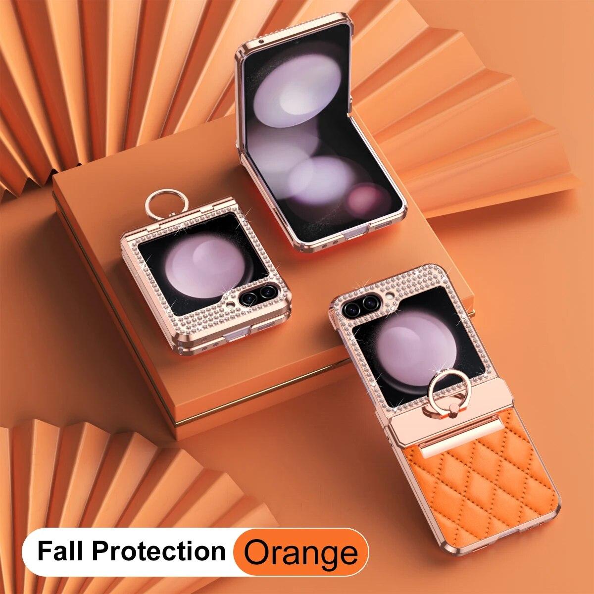 Чехол-держатель с кожаным покрытием и бриллиантами для Samsung Galaxy Z Flip 5 4 3 5G Противоударный защитный чехол на петлях For Galaxy Z Flip 5 оранжевый
Чехол-держатель с кожаным покрытием и бриллиантами для Samsung Galaxy Z Flip 5 4 3 5G Противоударный защитный чехол на петлях For Galaxy Z Flip 5 оранжевый